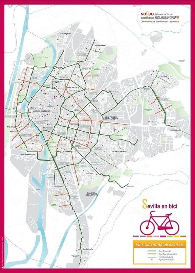 Mappa delle piste ciclabili di Siviglia