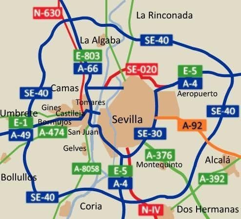 Mappa stradale di Siviglia