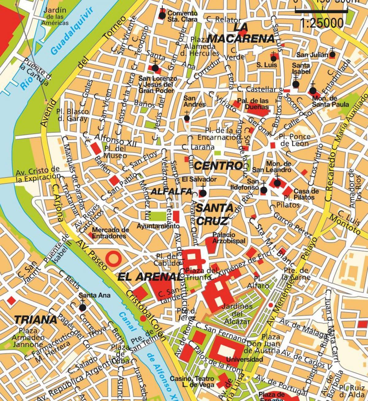 Mappa del centro di Siviglia