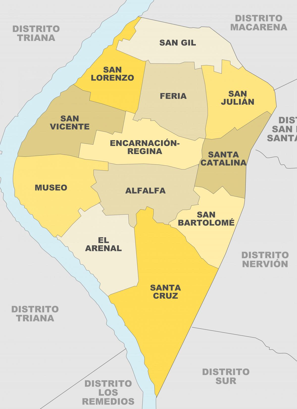 Mappa dei quartieri di Siviglia